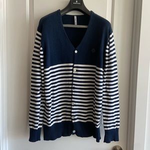 Blue and White Striped Cardigan